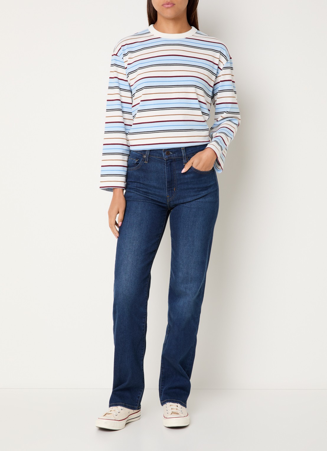 Levi's Longsleeve met streepprint - voorkant 3 lichtblauw