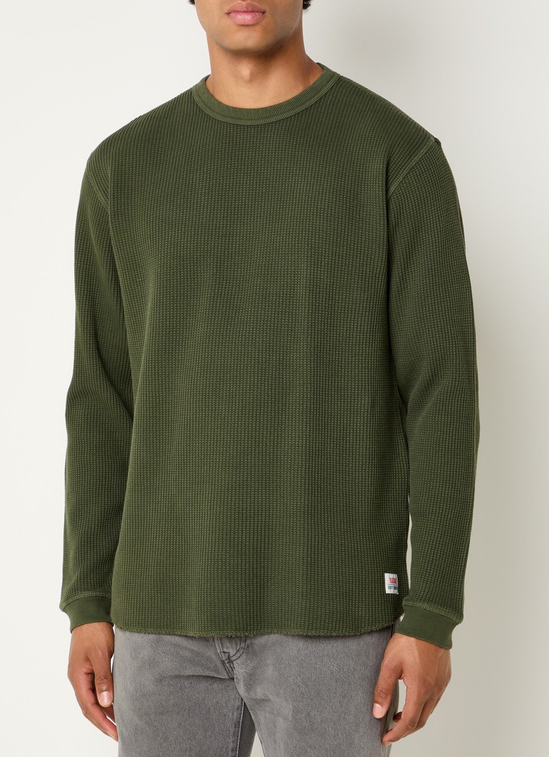 Levi's Longsleeve met structuur  - detail legergroen