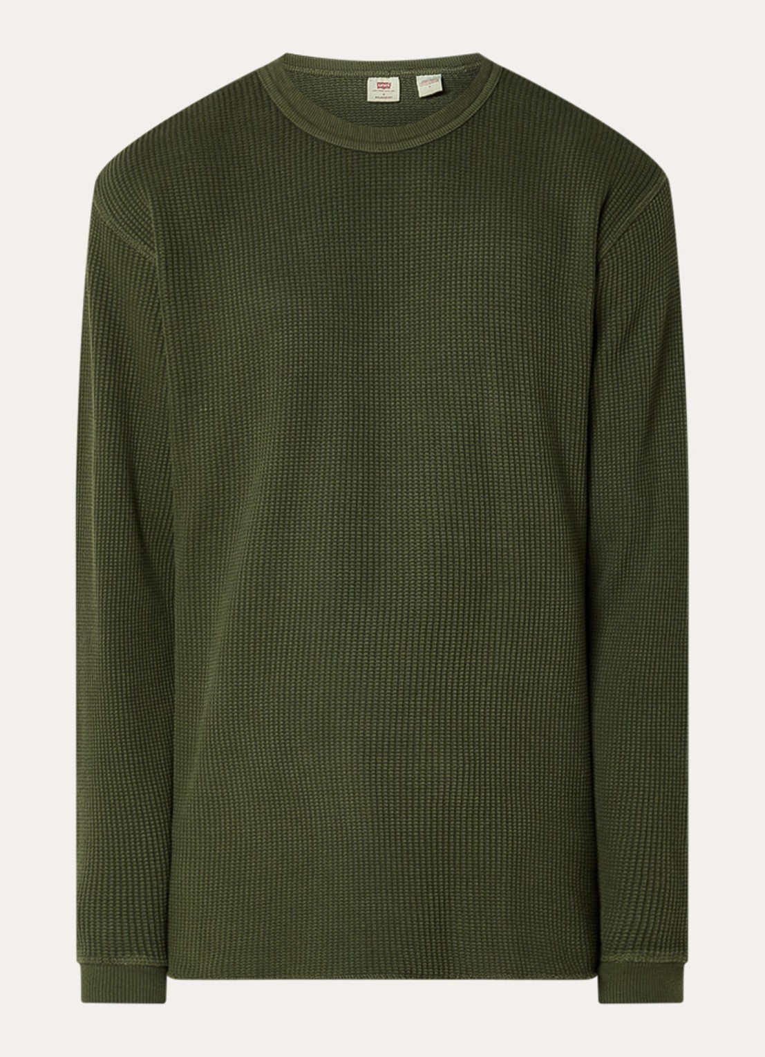 Levi's Longsleeve met structuur  - voorkant 2 legergroen