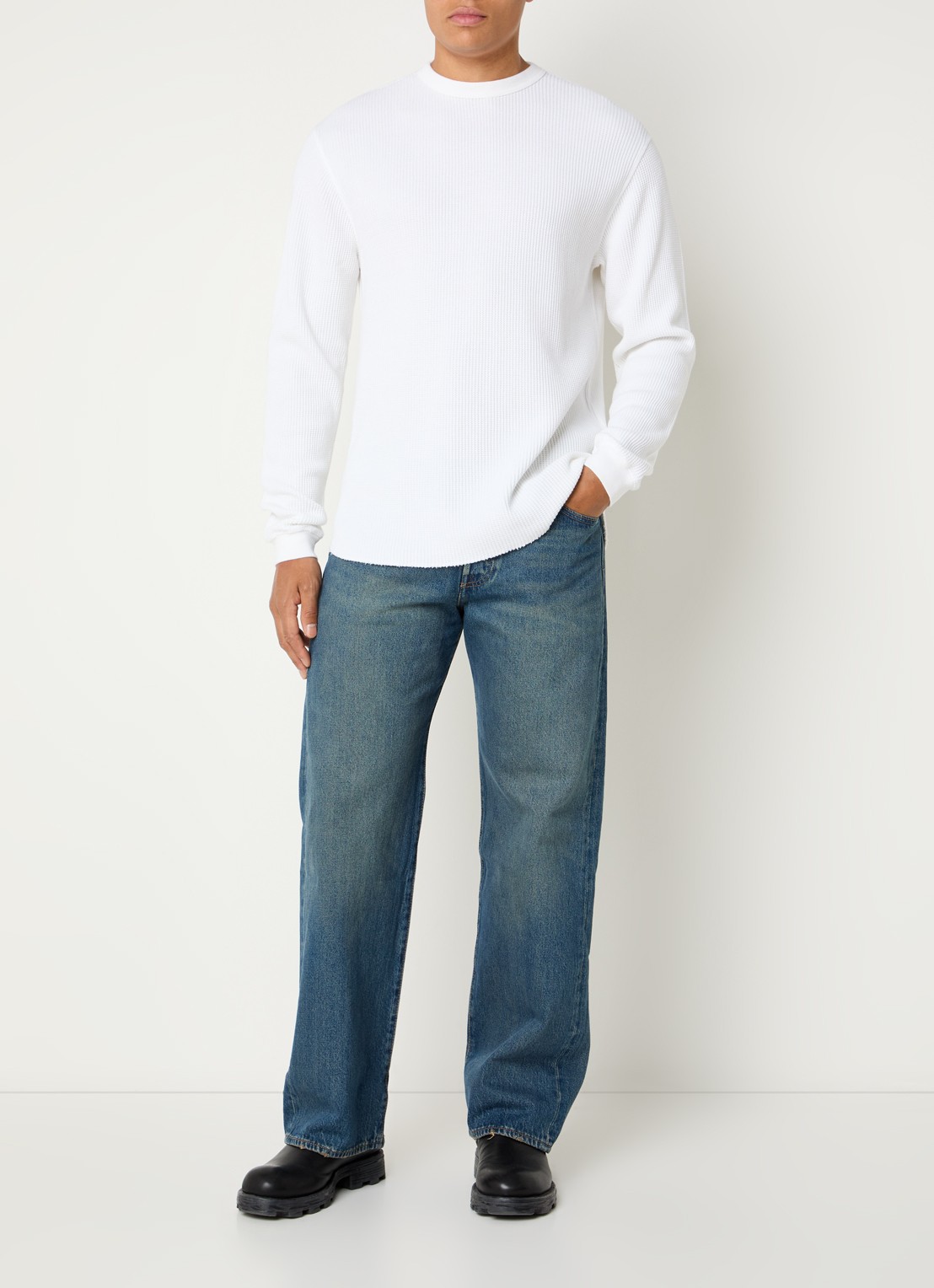 Levi's Longsleeve met structuur - voorkant 3 wit