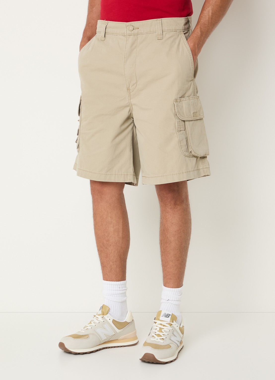 Levi's Loose fit korte cargobroek met klepzakken - detail 2 khaki