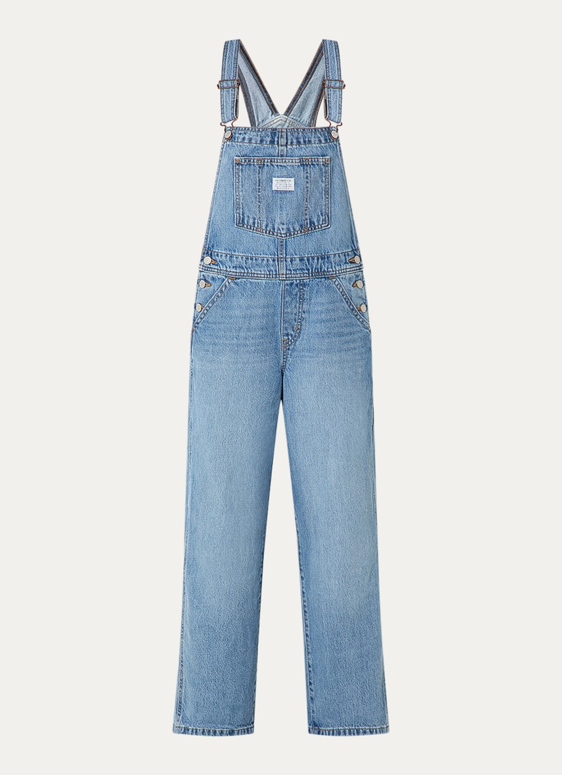 Levi's Loose fit tuinbroek van denim - voorkant indigo