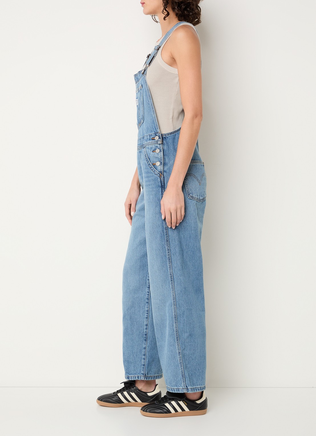 Levi's Loose fit tuinbroek van denim - voorkant 2 indigo