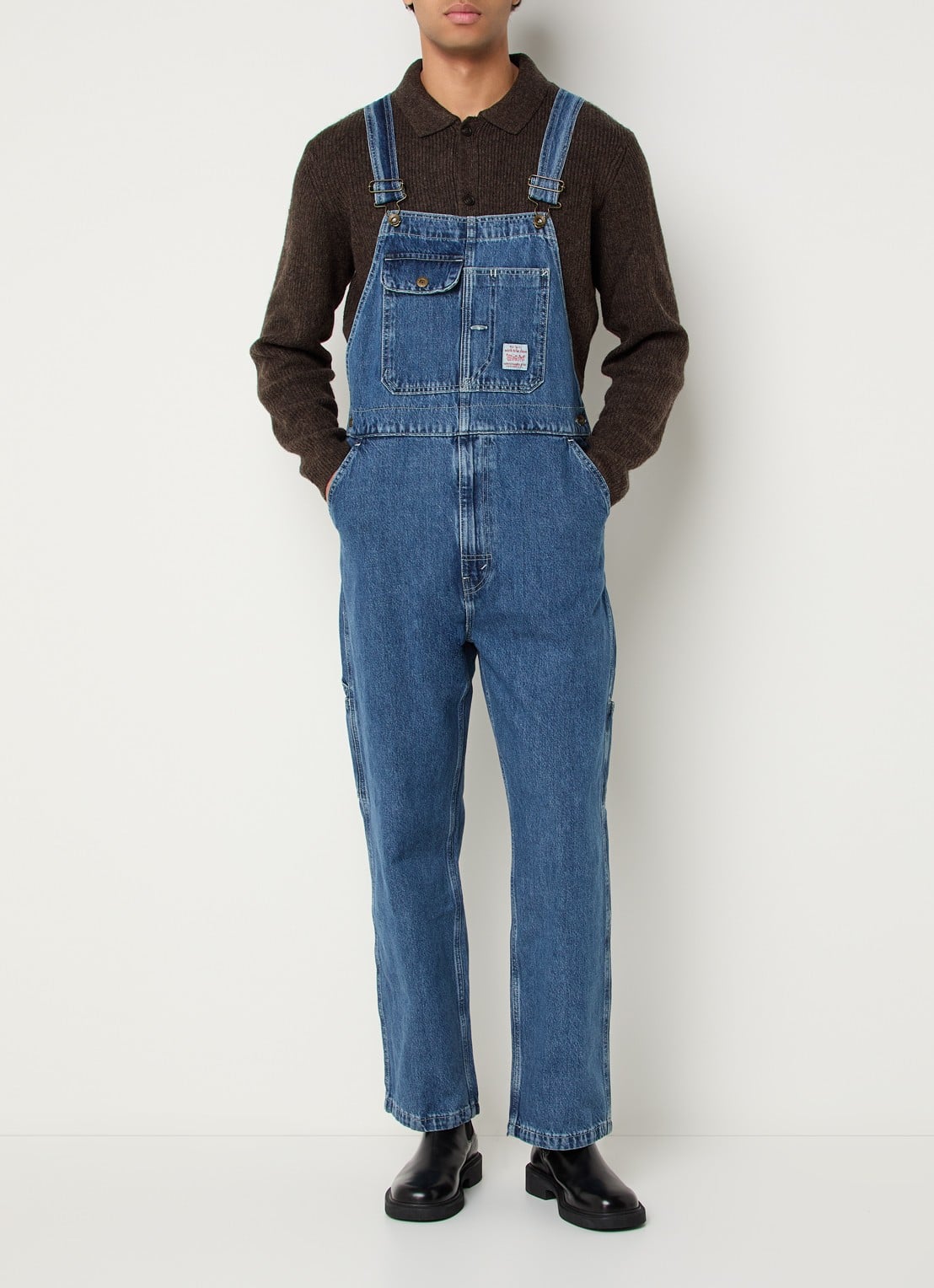 Levi's Loose fit tuinbroek van denim - detail 3 indigo