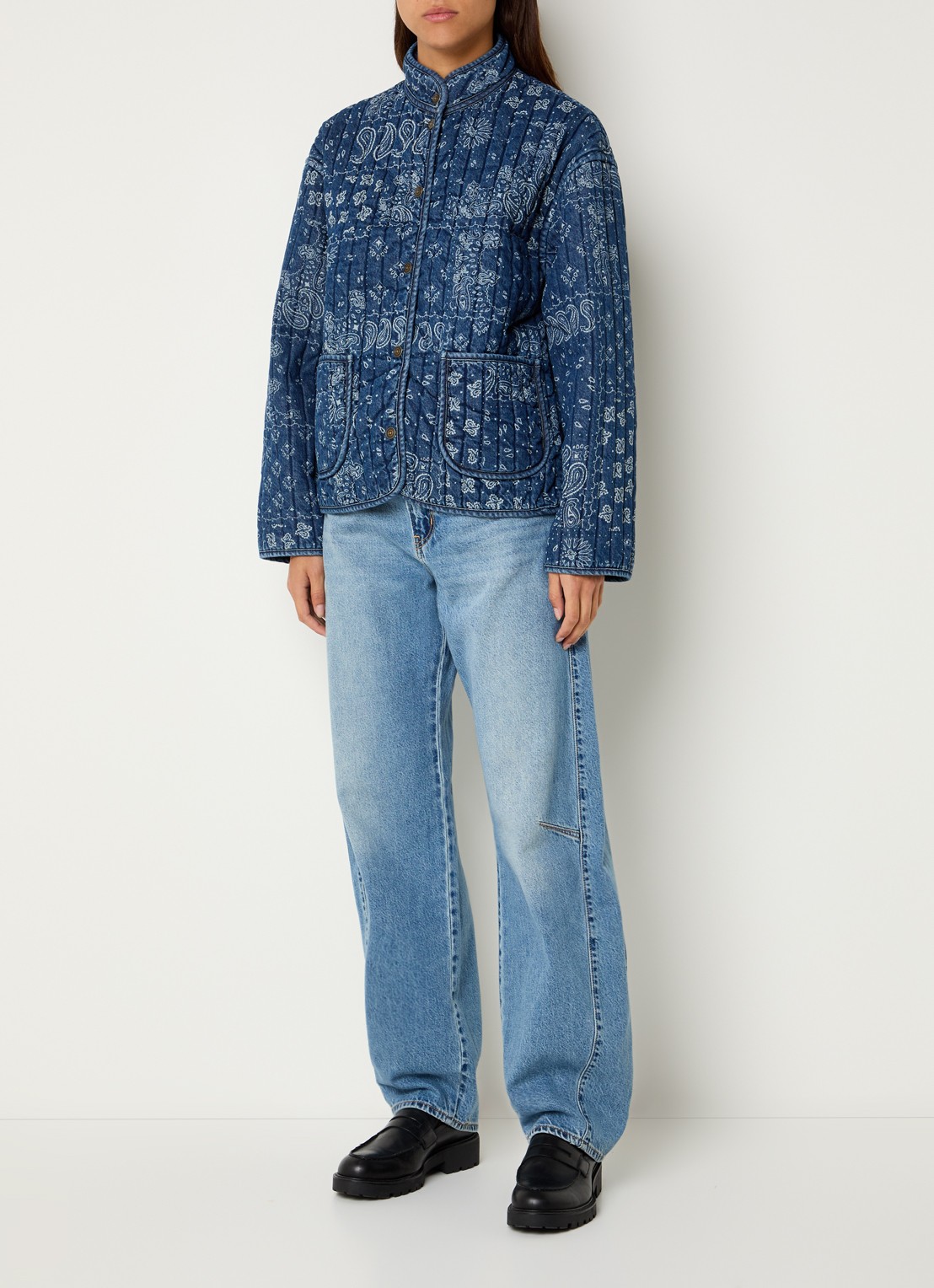 Levi's Lottie spijkerjas met paisley dessin - voorkant 2 indigo