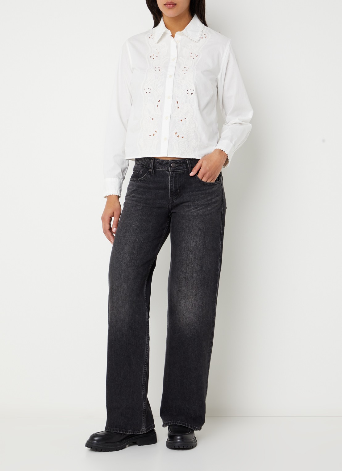 Levi's Low waist loose fit jeans met gekleurde wassing - voorkant 4 zwart