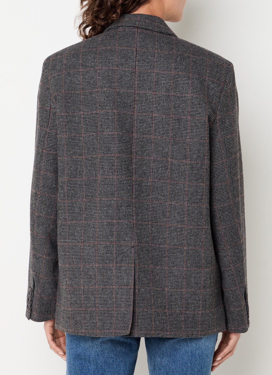 Levi's Luna blazer in wolblend met ruitdessin - achterkant 3 donkergrijs