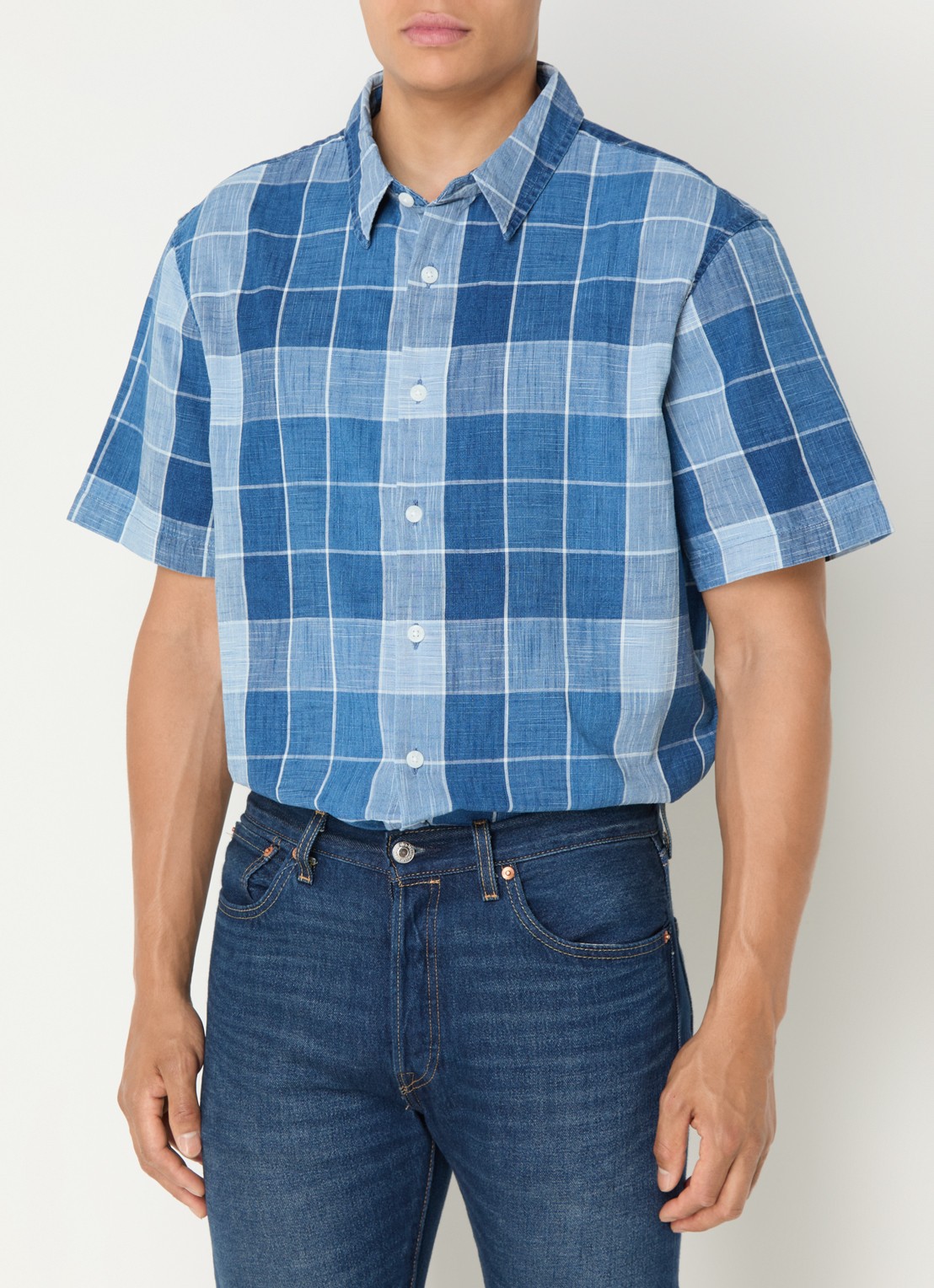 Levi's Luru regular fit overhemd met ruitdessin - detail 4 blauw