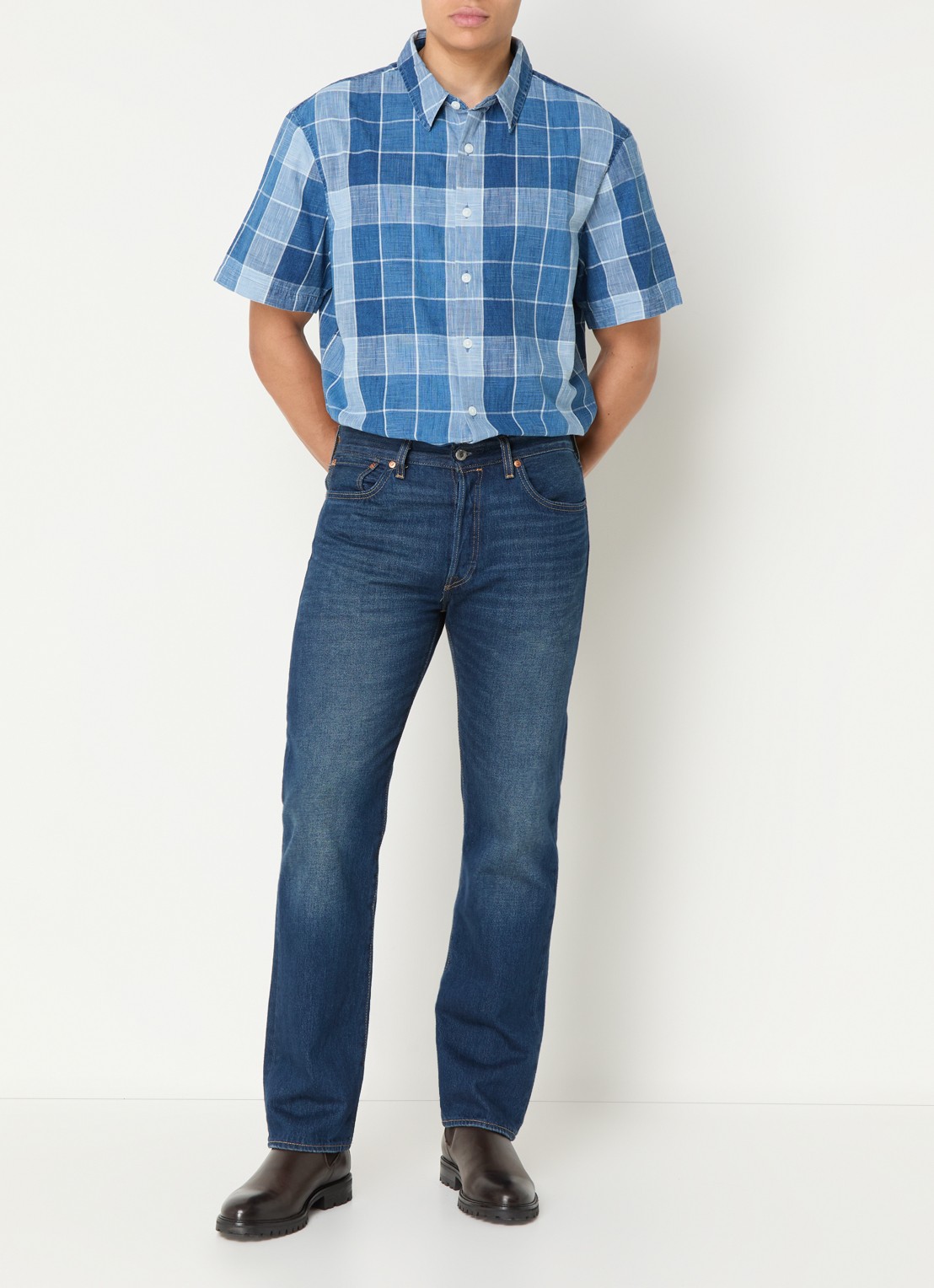 Levi's Luru regular fit overhemd met ruitdessin - voorkant 3 blauw