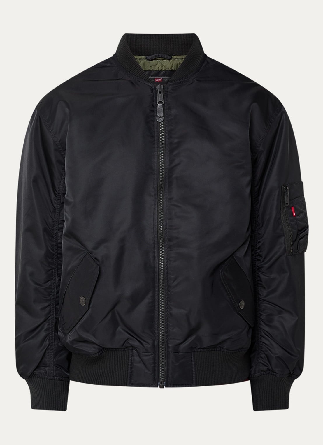 Levi's MA-1 gewatteerd bomberjack met klepzakken - voorkant 2 zwart