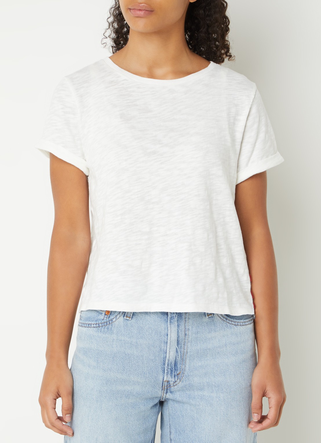 Levi's Margot T-shirt met gemêleerd dessin - detail 3 gebroken wit