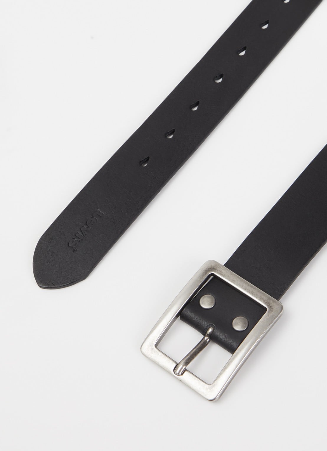 Levi's Mason riem van leer - detail zwart