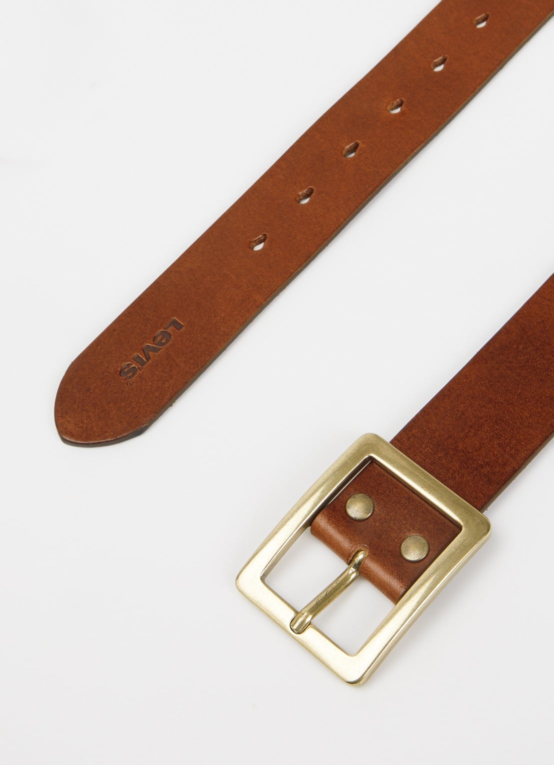 Levi's Mason riem van leer - detail oranjebruin