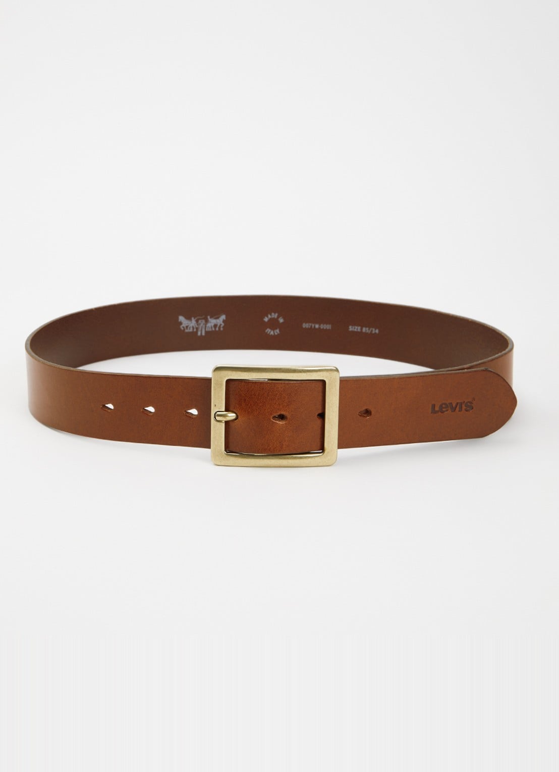 Levi's Mason riem van leer - voorkant 2 oranjebruin