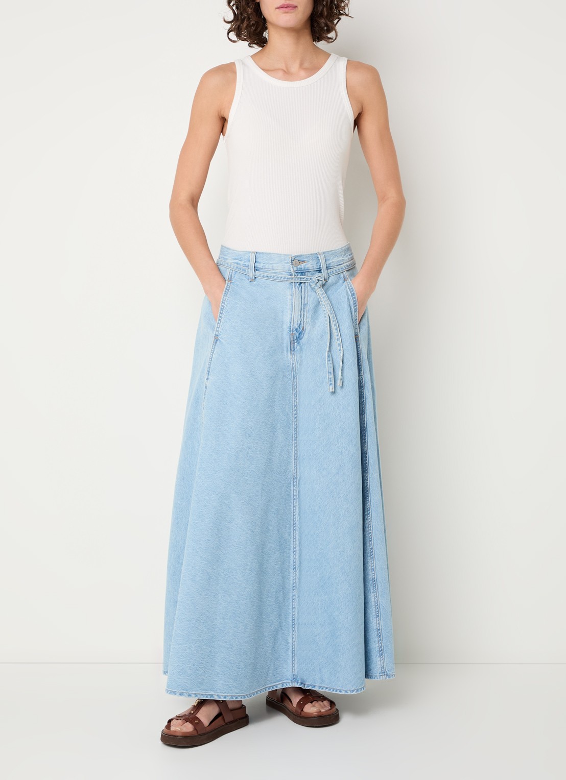 Levi's Maxi rok van denim - voorkant 4 indigo