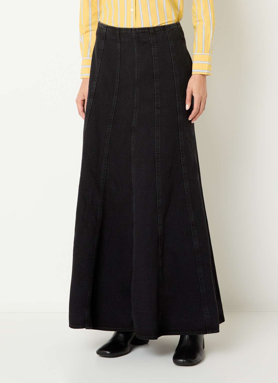 Levi's Maxi spijkerrok met gekleurde wassing - detail zwart