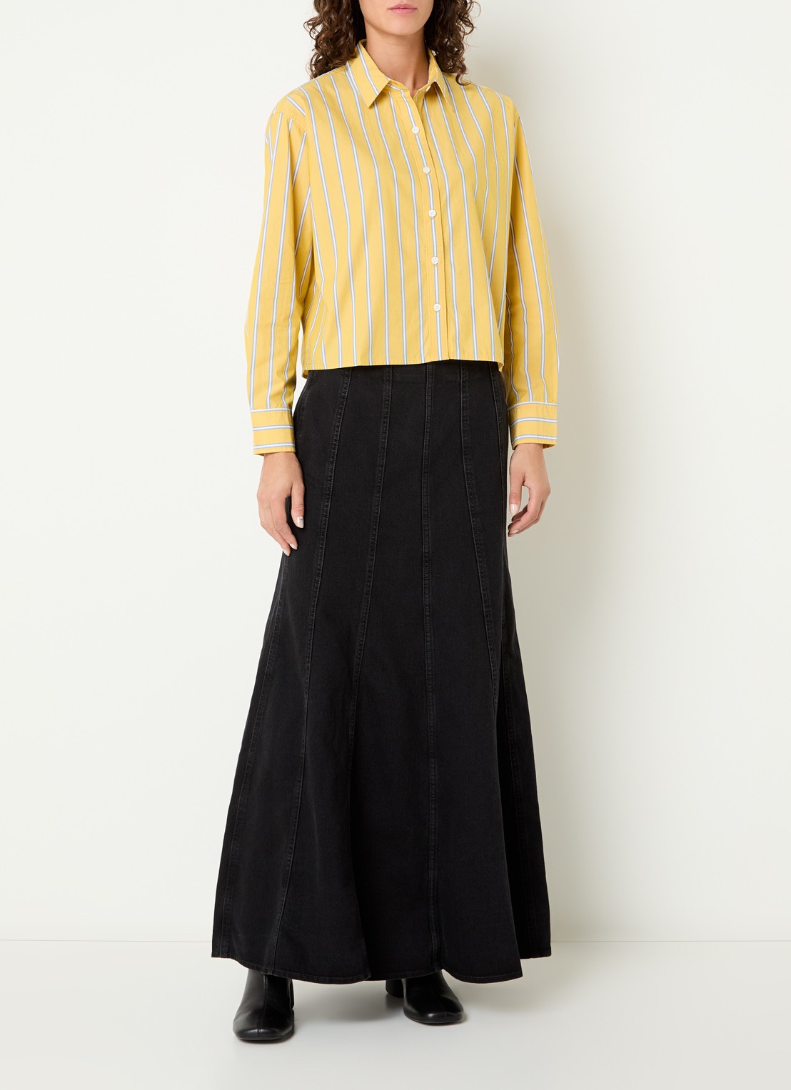 Levi's Maxi spijkerrok met gekleurde wassing - voorkant 4 zwart