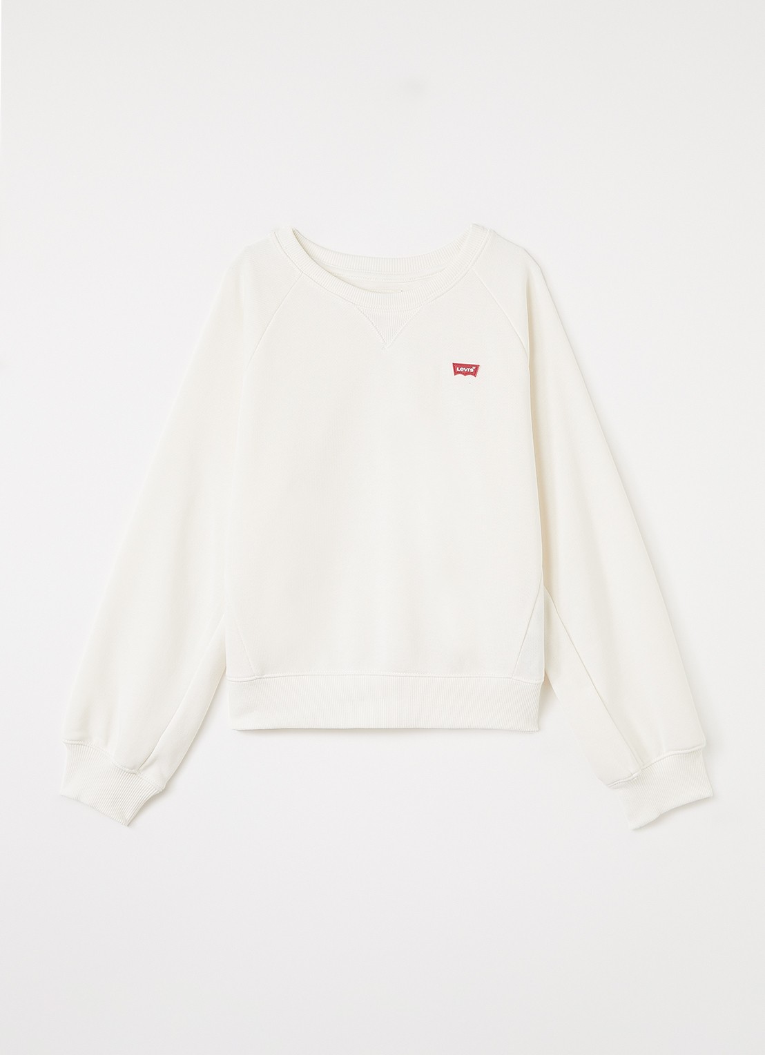 Levi's Meet and Greet sweater met logo - voorkant gebroken wit