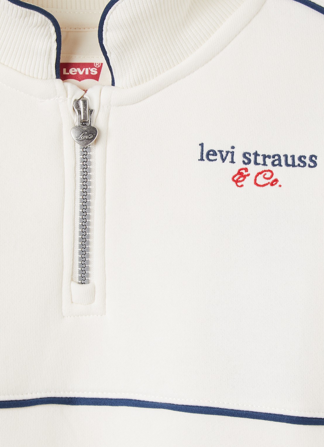 Levi's Meet and Greet sweater met logo - detail gebroken wit