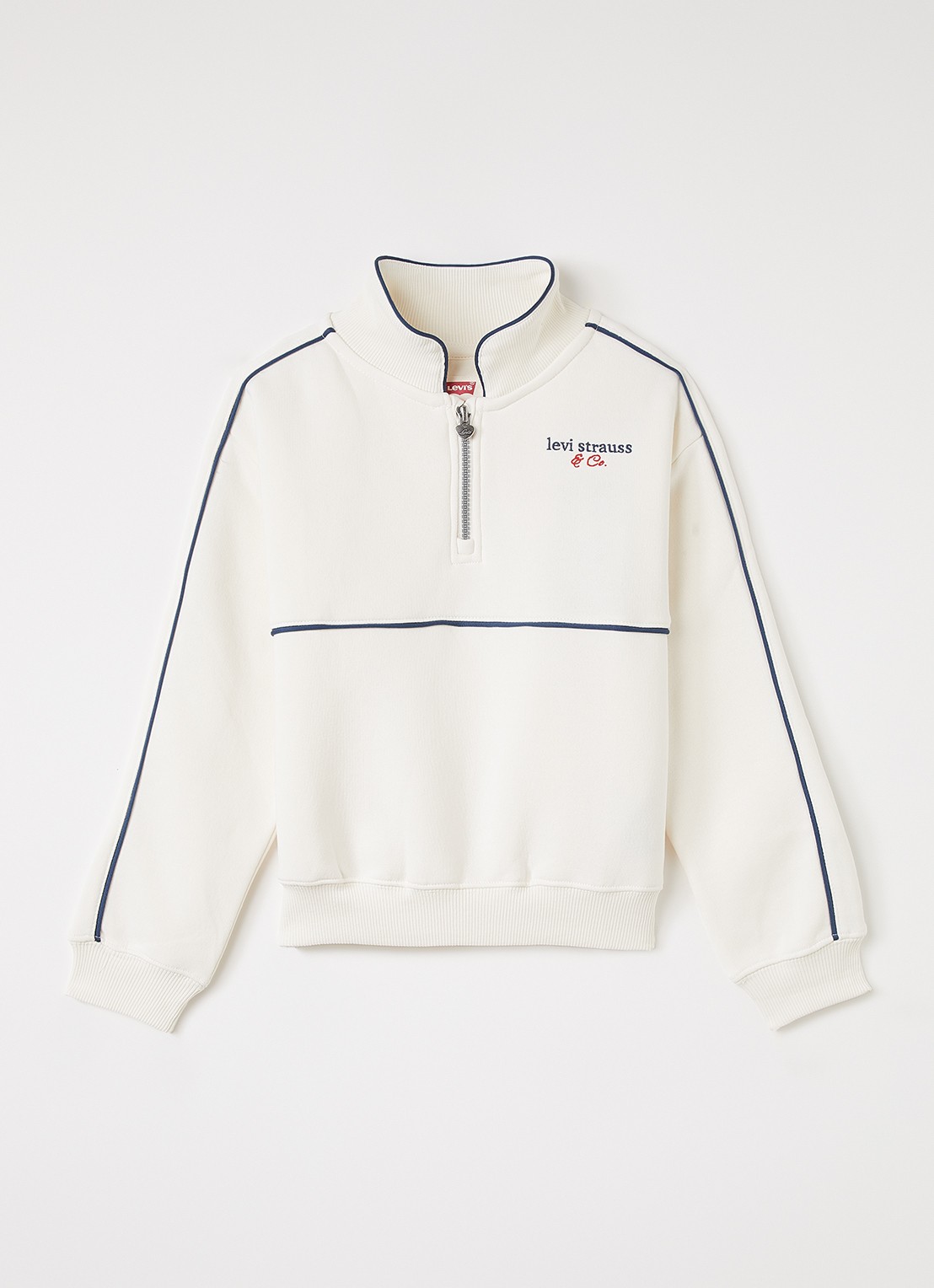 Levi's Meet and Greet sweater met logo - voorkant 2 gebroken wit