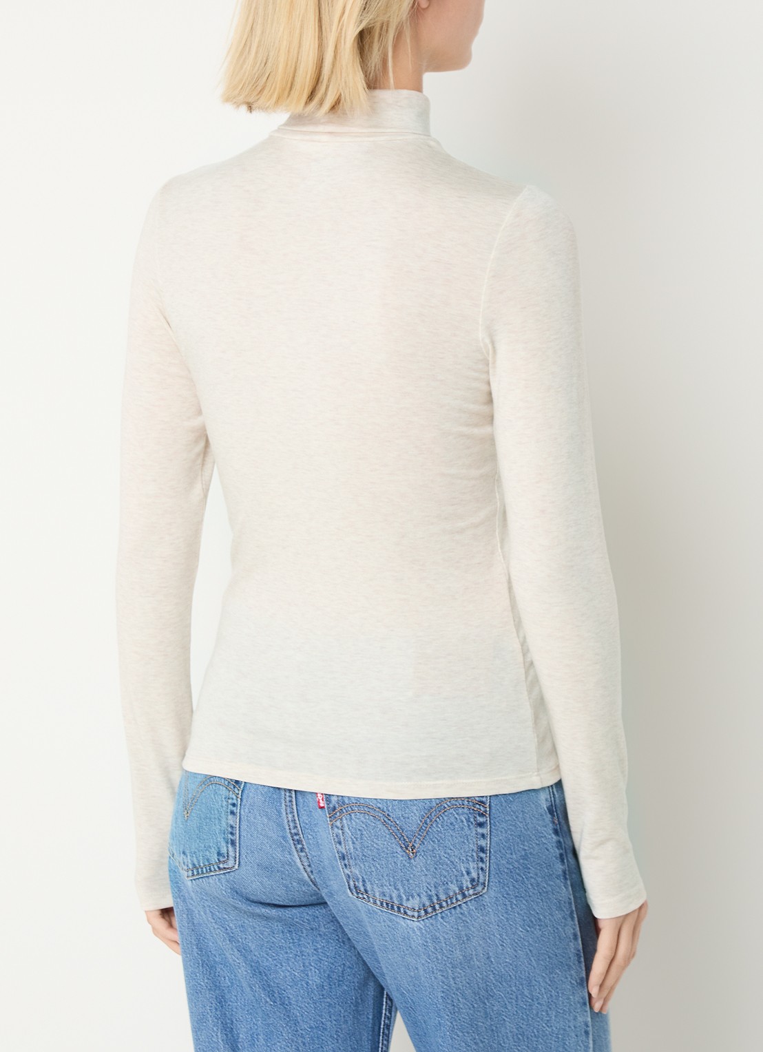 Levi's Mia longsleeve in wolblend met col - achterkant 3 beige