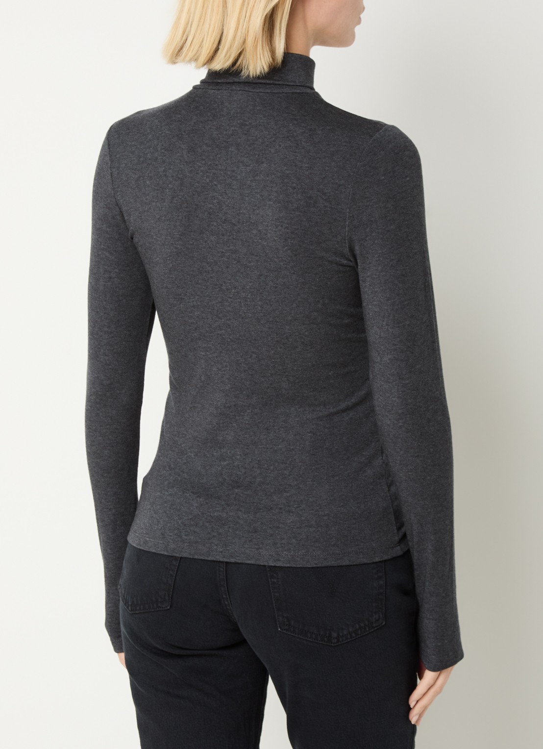 Levi's Mia longsleeve in wolblend met col - achterkant 4 zwart