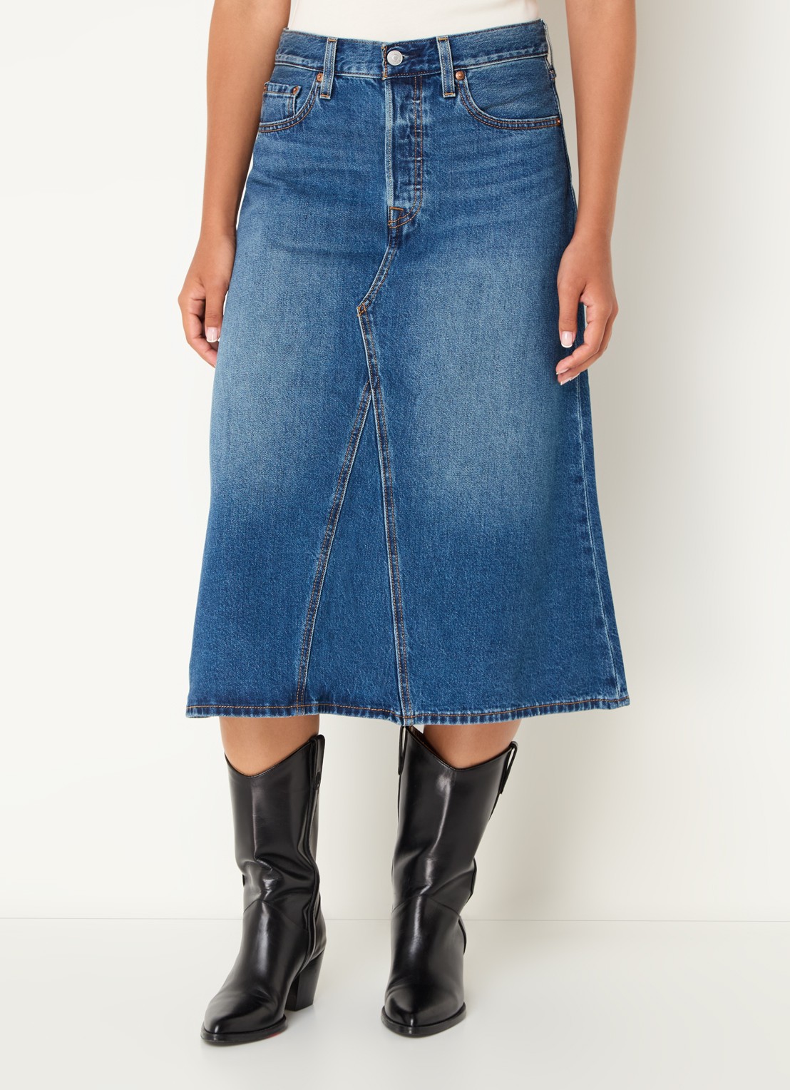 Levi's Midi A-lijn spijkerrok - detail 3 indigo