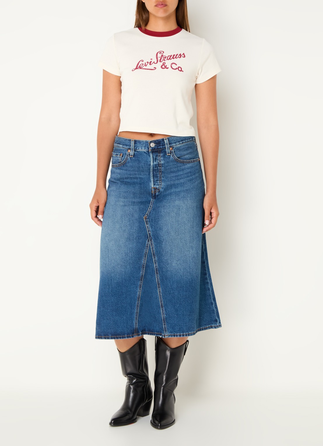 Levi's Midi A-lijn spijkerrok - voorkant 2 indigo