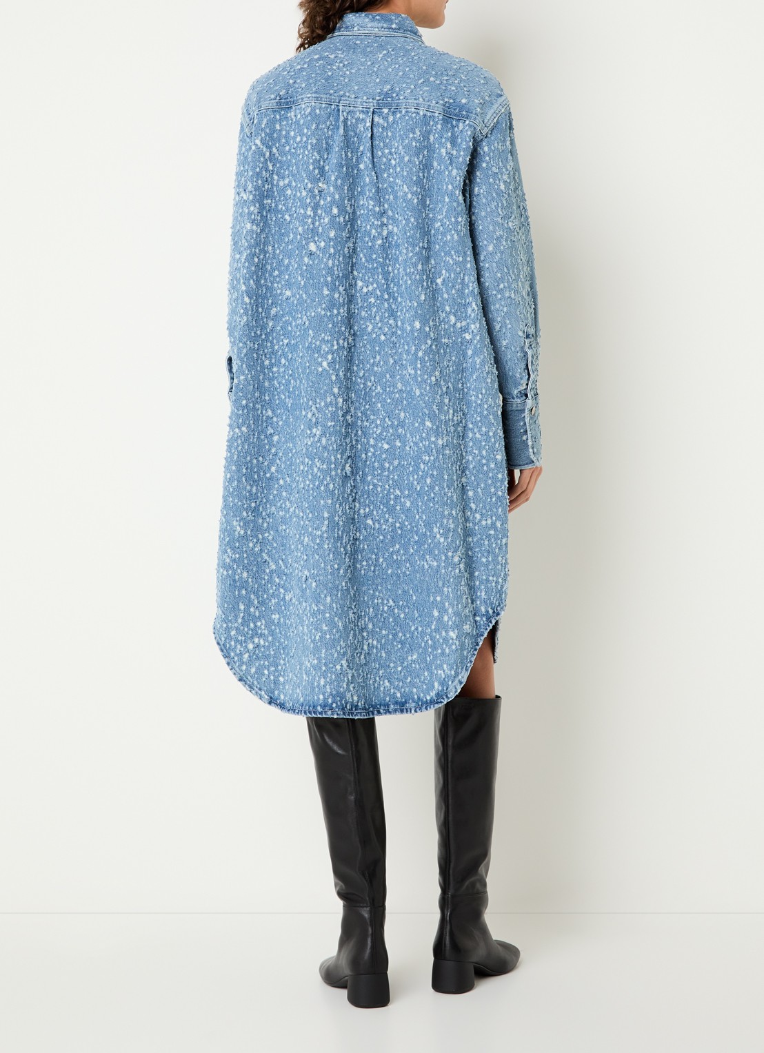 Levi's Midi denim blousejurk met structuur - achterkant 4 indigo
