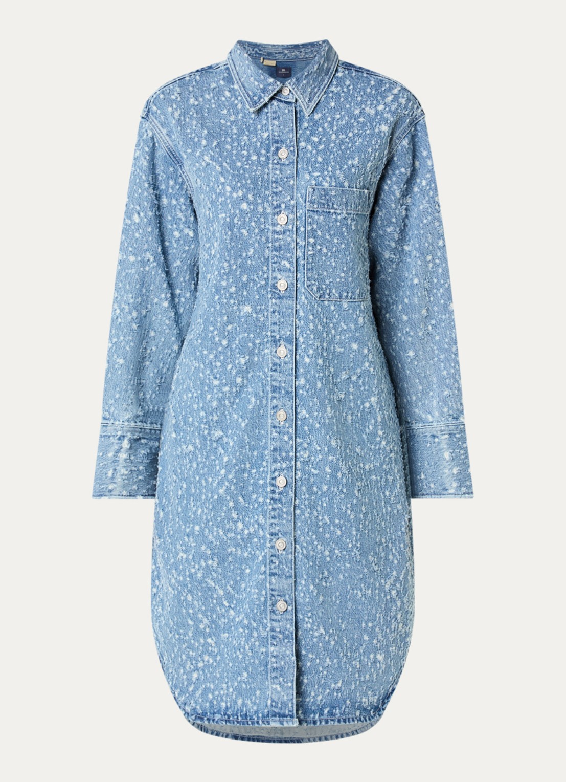 Levi's Midi denim blousejurk met structuur - voorkant 2 indigo