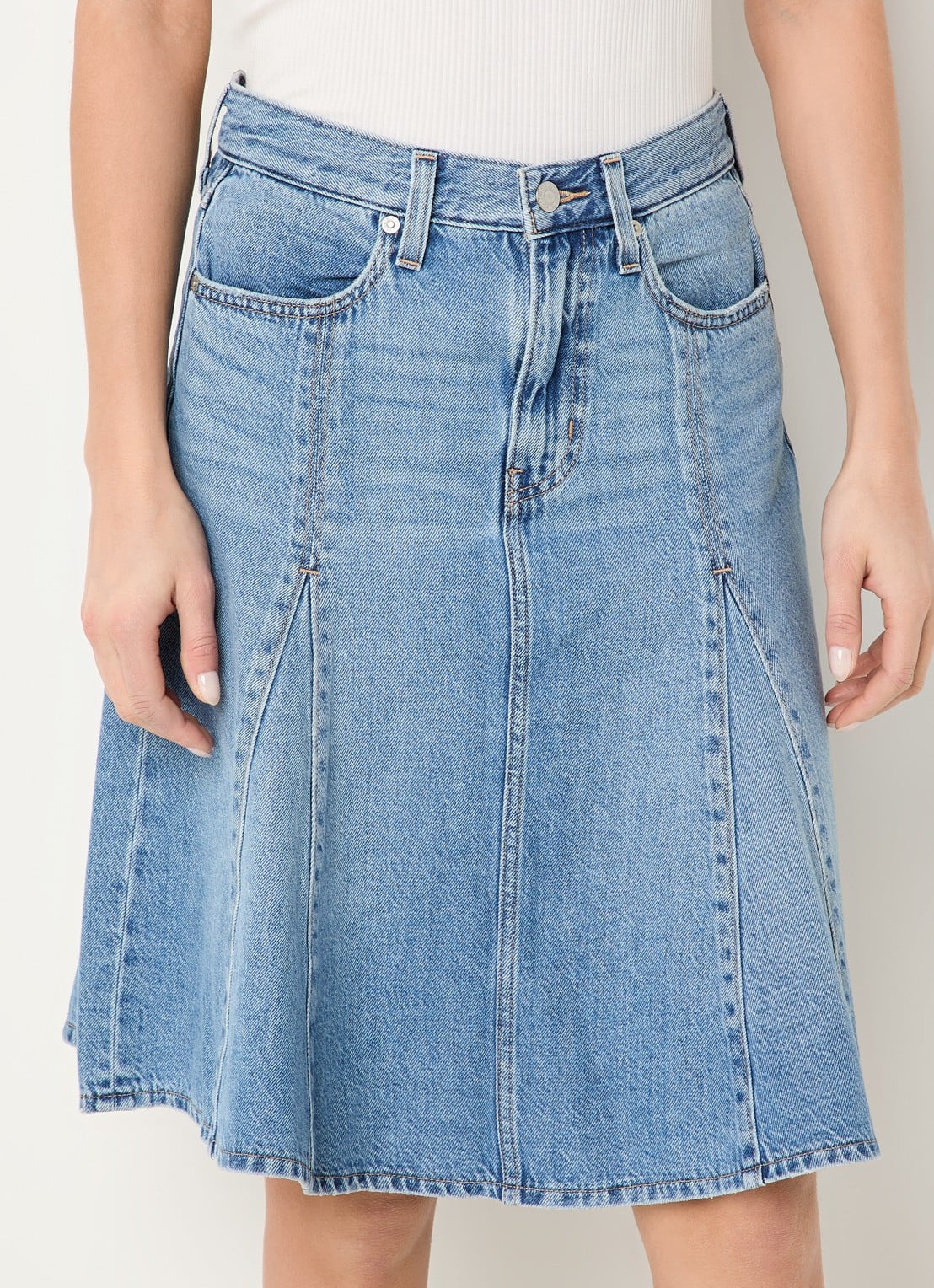Levi's Midi rok van denim - detail 4 indigo