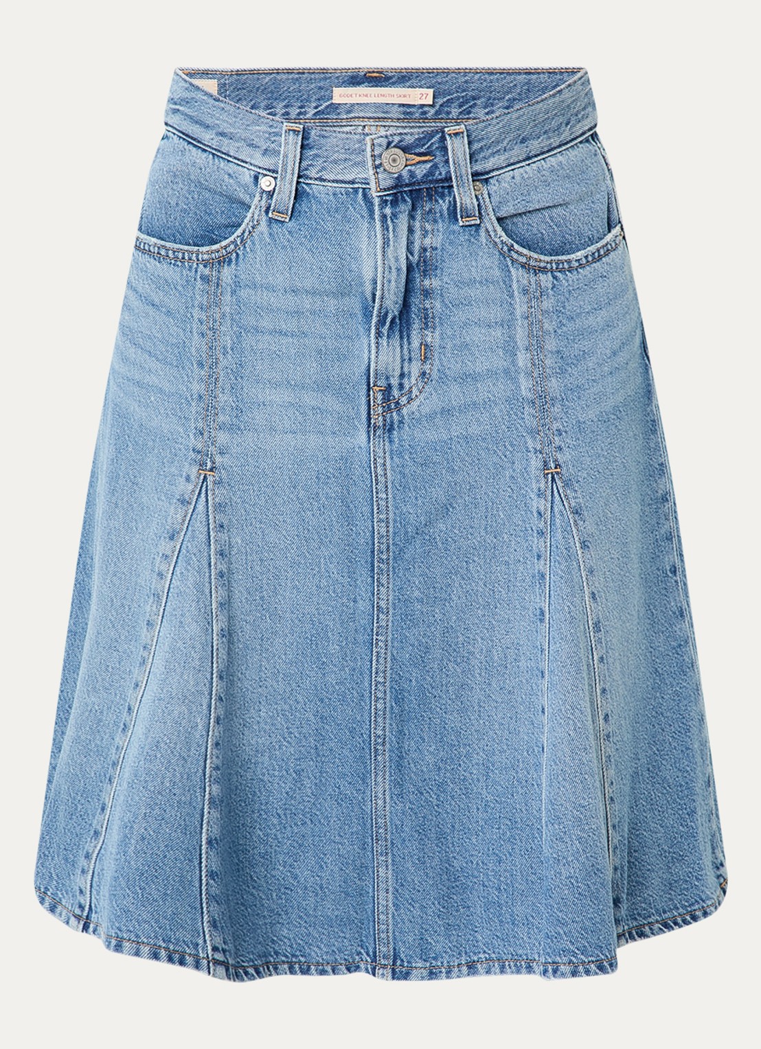 Levi's Midi rok van denim - voorkant 2 indigo