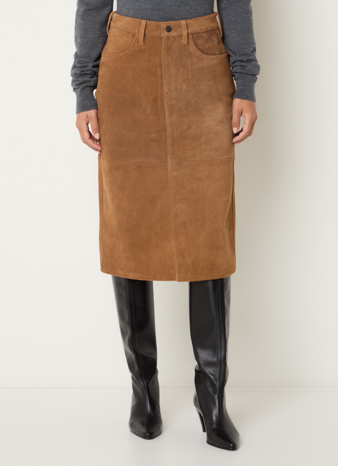Levi's Midi rok van suède met steekzakken - detail 4 donkeroranje