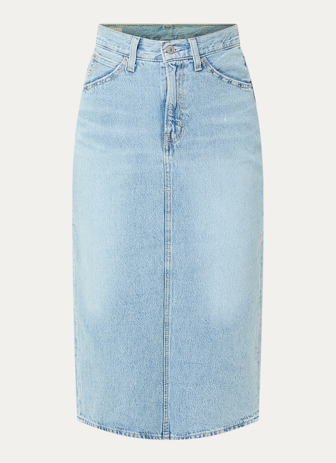 Levi's Midi spijkerrok met split - voorkant 2 lichtblauw