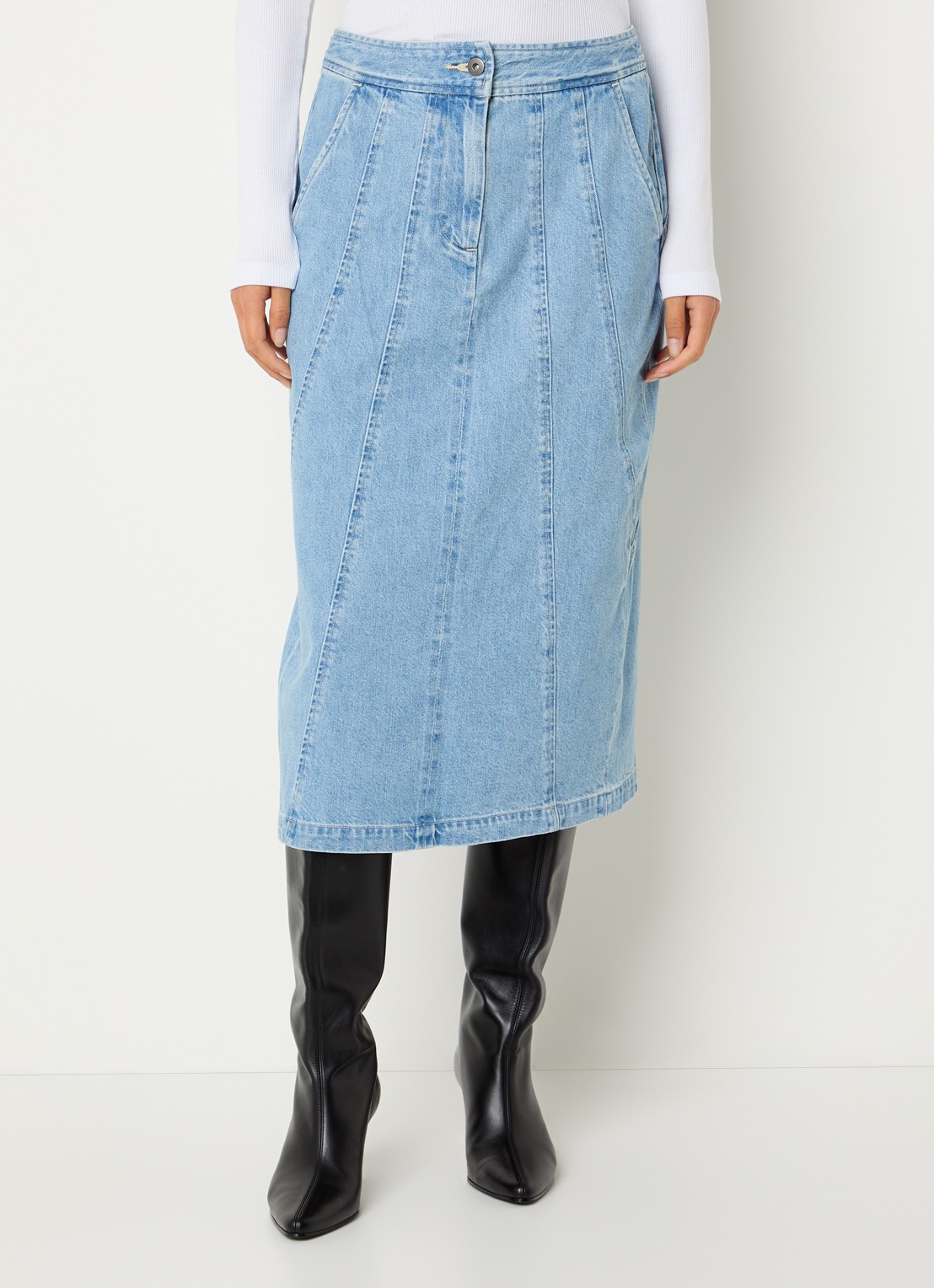 Levi's Midi spijkerrok met steekzakken en split - detail 4 indigo