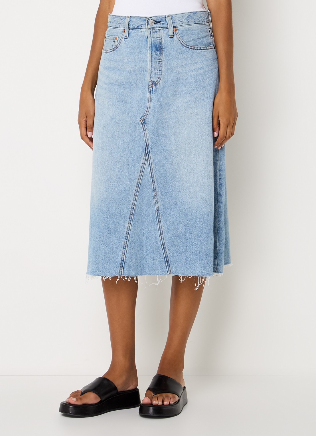 Levi's Midi spijkerrok met steekzakken - detail 2 lichtblauw