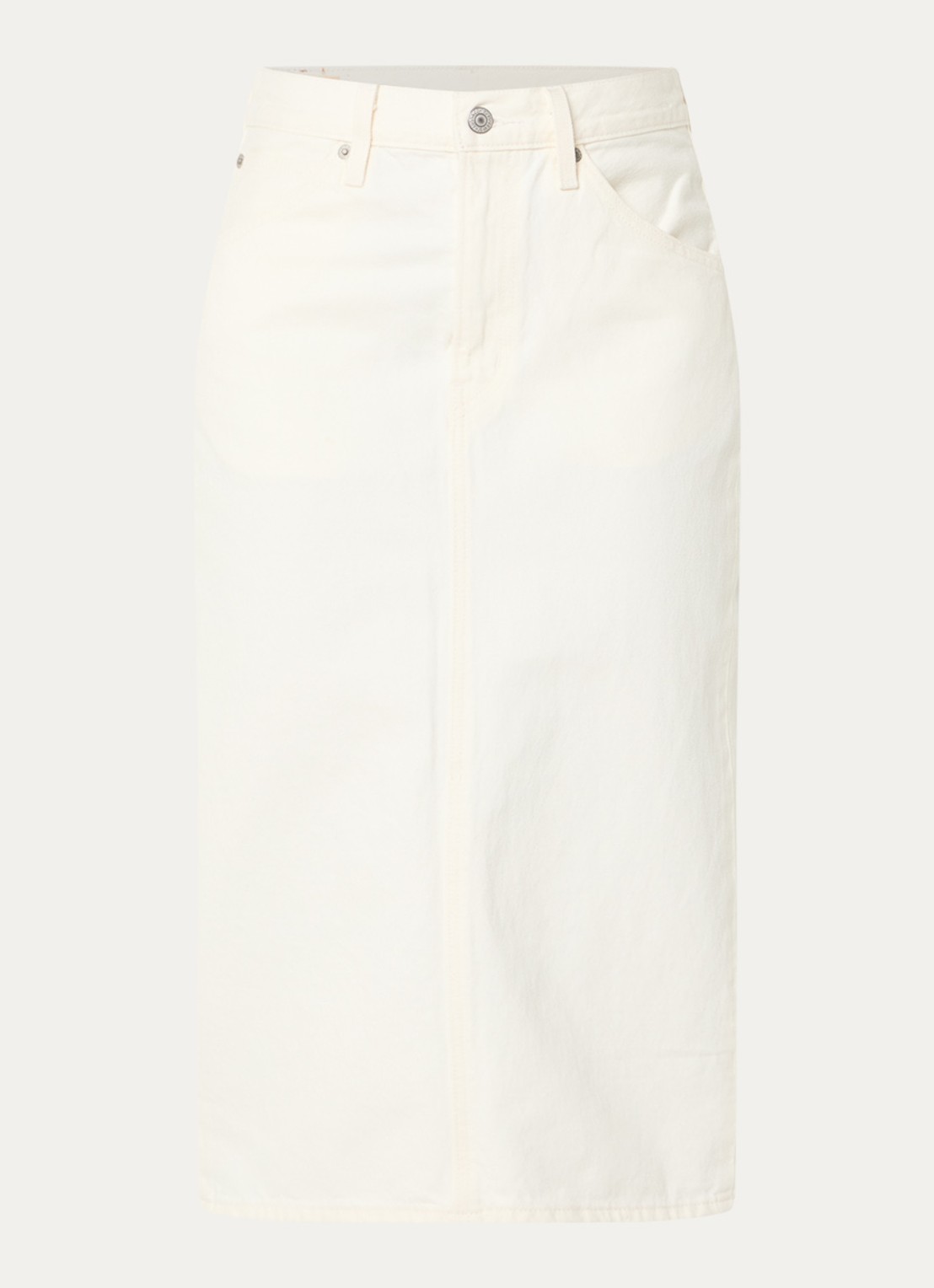 Levi's Midi spijkerrok met steekzakken - voorkant gebroken wit
