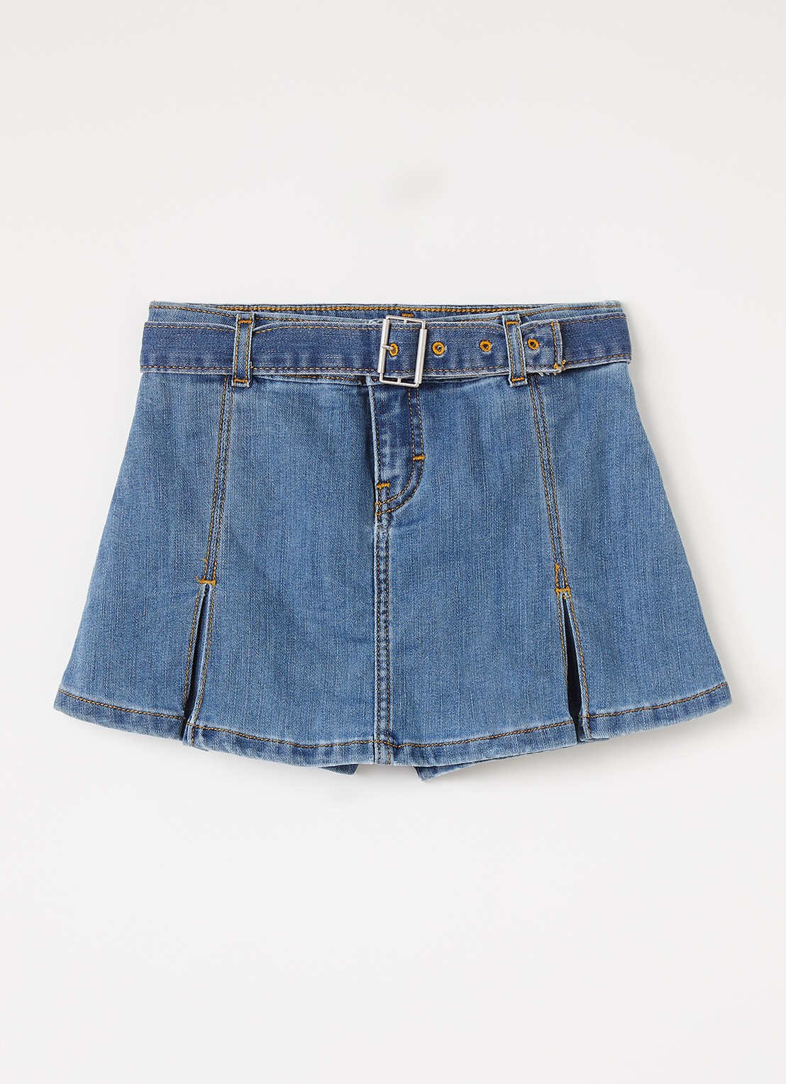 Levi's Mini broekrok van denim - voorkant indigo