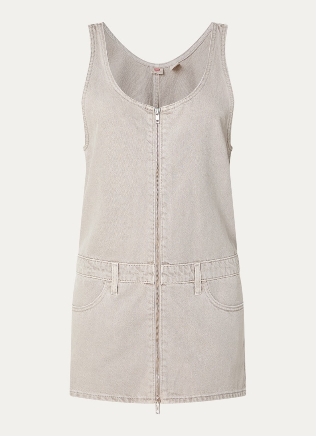 Levi's Mini denim jurk met ronde hals - voorkant lichtgrijs