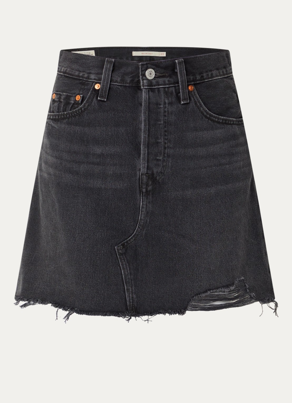 Levi's Mini spijkerrok met destroyed afwerking - voorkant antraciet