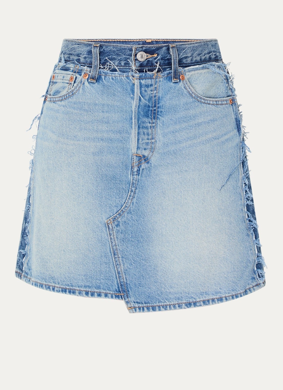 Levi's Mini spijkerrok met destroyed afwerking - voorkant indigo