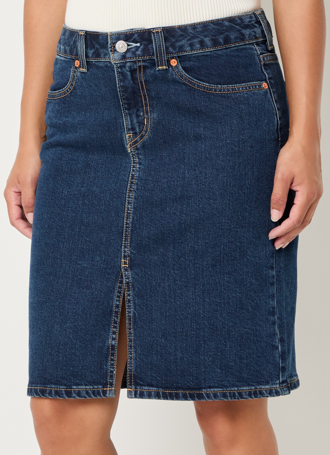 Levi's Mini spijkerrok met donkere wassing - detail 3 indigo