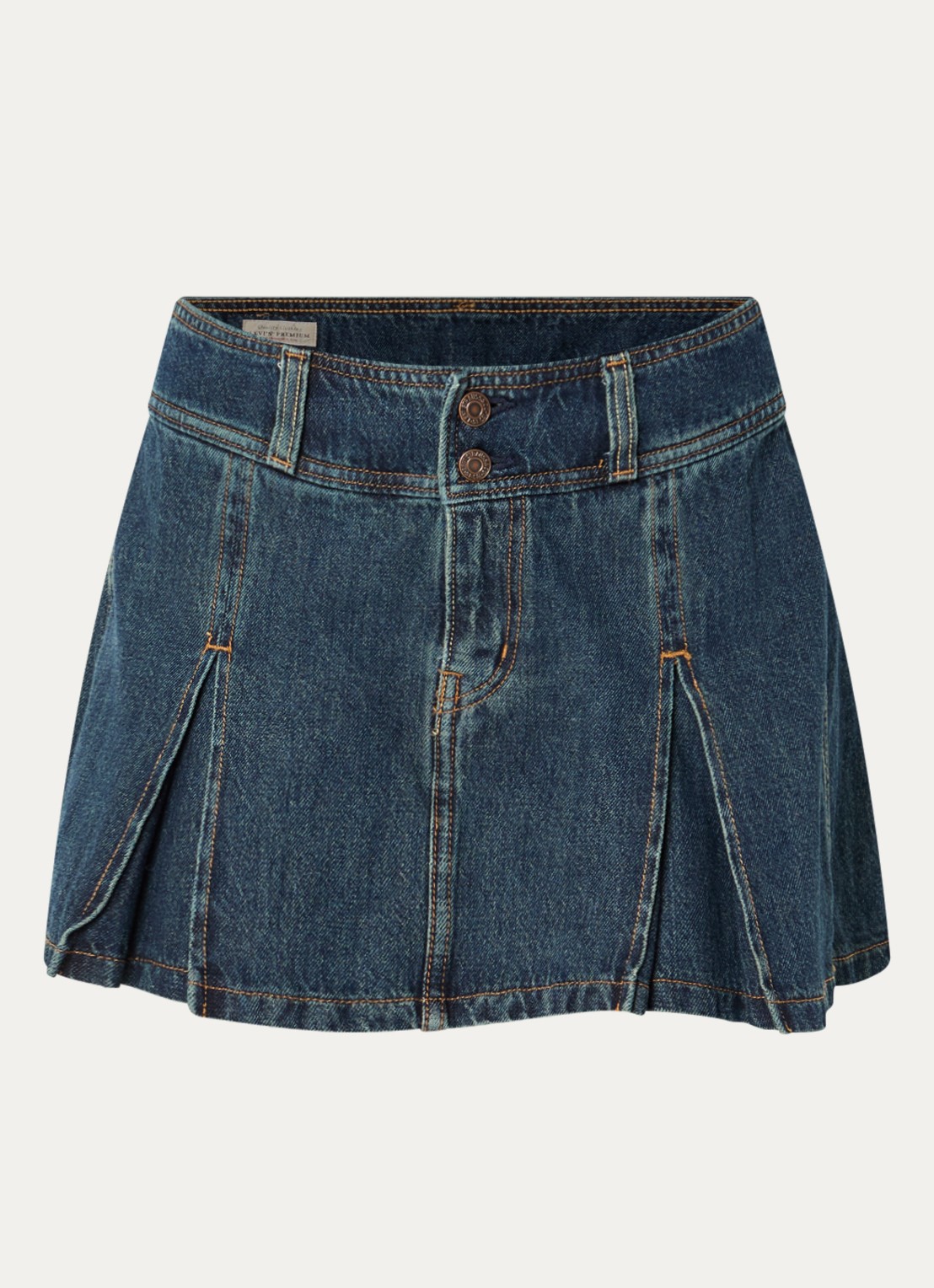 Levi's Mini spijkerrok met plooidetail - voorkant indigo