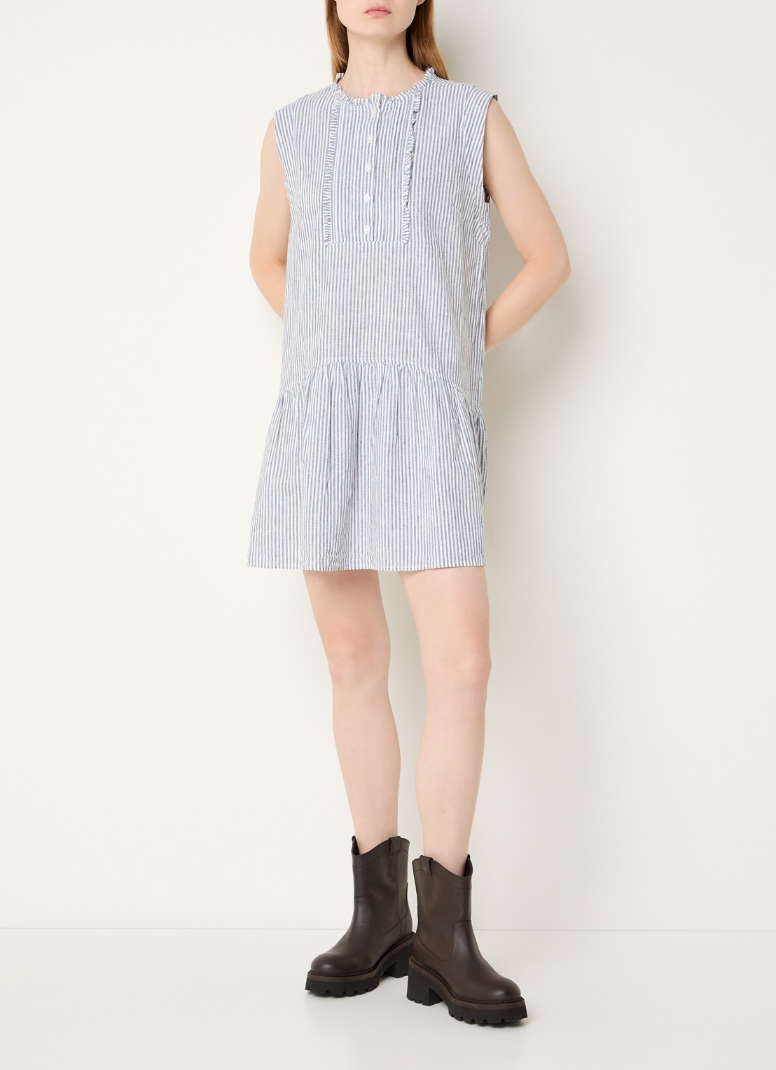 Levi's Mini tuniekjurk met streepprint  - voorkant 4 donkerblauw