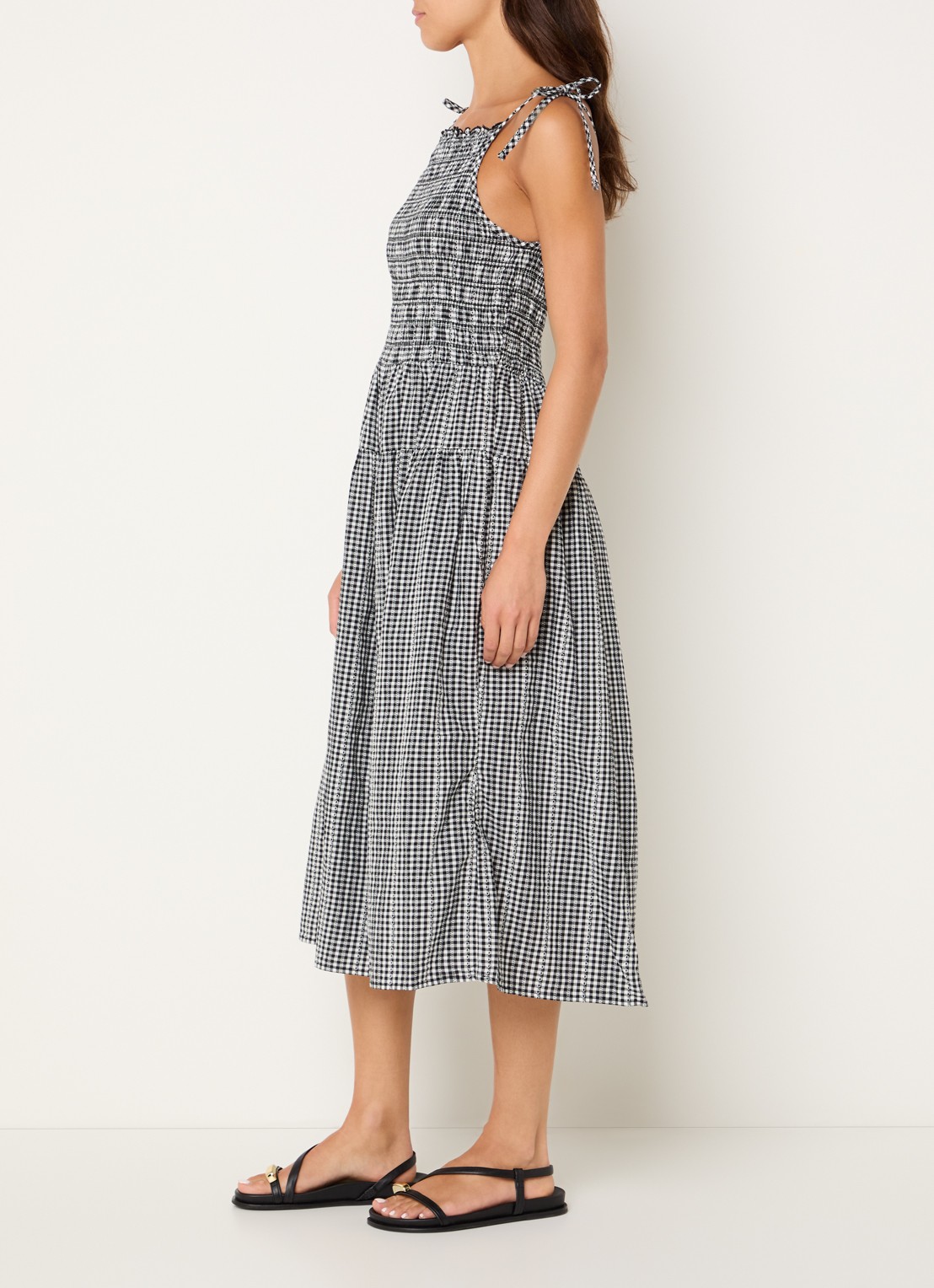 Levi's Monaco midi jurk met stippenprint - voorkant 4 zwart