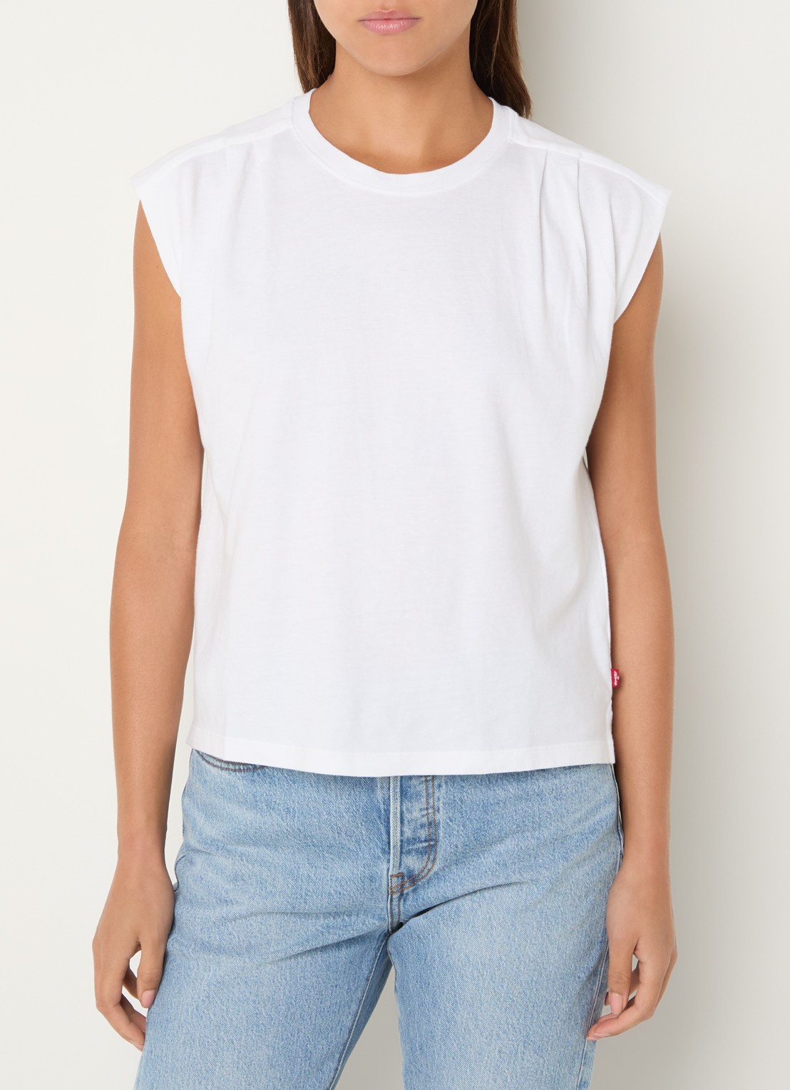 Levi's Mouwloos T-shirt met plooidetail - detail wit
