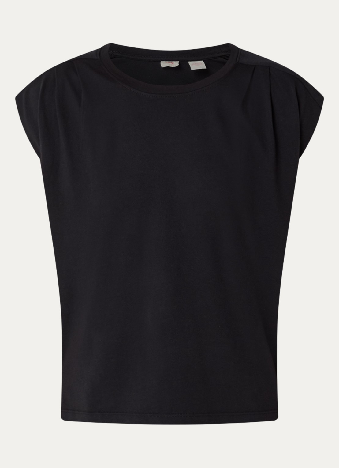 Levi's Mouwloos T-shirt met plooidetail - voorkant zwart