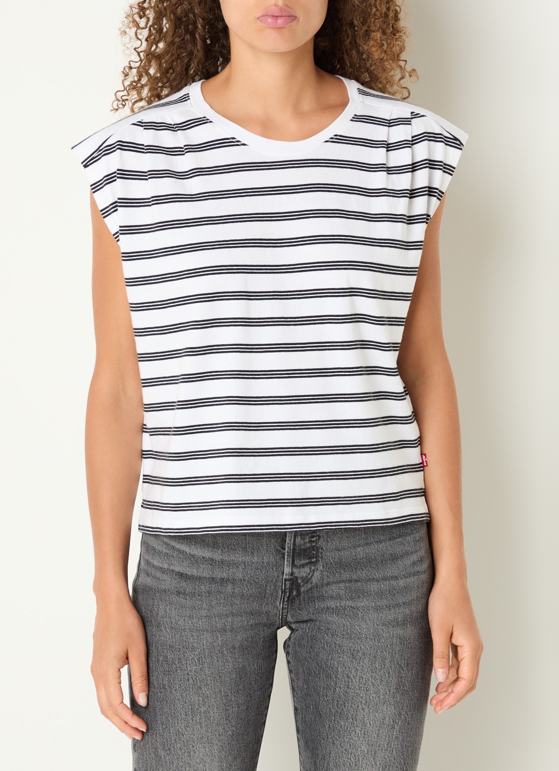 Levi's Mouwloos T-shirt met streepprint - detail 4 wit