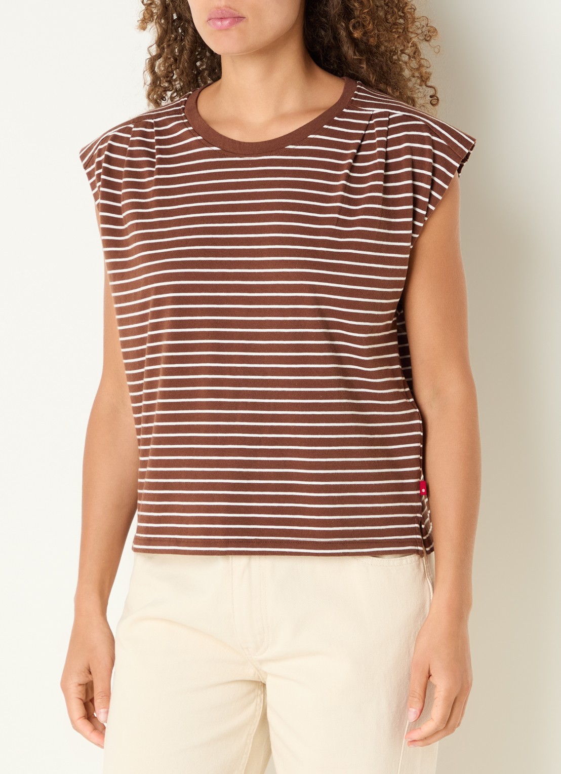 Levi's Mouwloos T-shirt met streepprint - detail 3 bruin