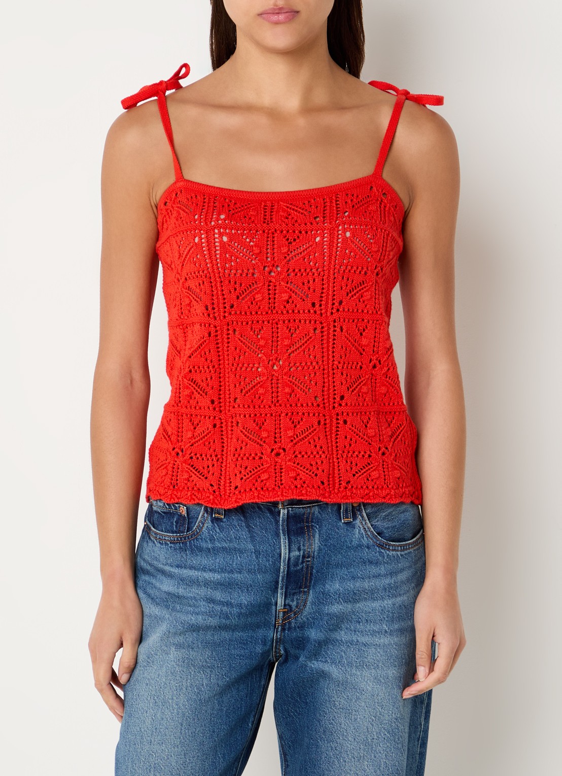 Levi's Mouwloze top met opengwerkt dessin - detail 2 rood